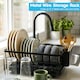 image 3 of Harbour Housewares Metal Kitchen Dish Drainer Rack Cutlery Holder Bowl Plate Drying Rack with Drip Tray