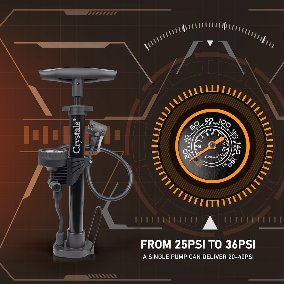 image 1 of Bicycle Hand Air Pump Mini Tyre Bike Cycle Presta Shrader Valve+Pressure Gauge