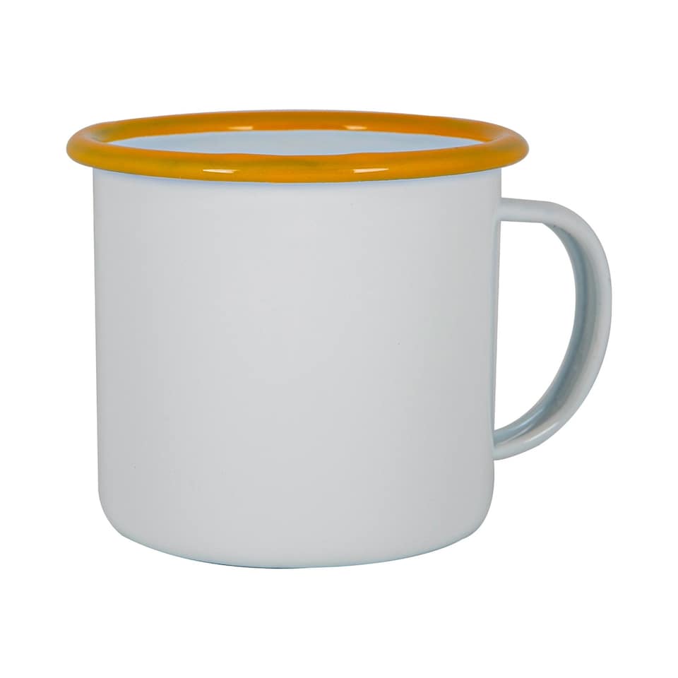 image 1 of Argon Tableware White Enamel Mugs - 375ml - Yellow - Pack of 6 | Yellow | Yellow