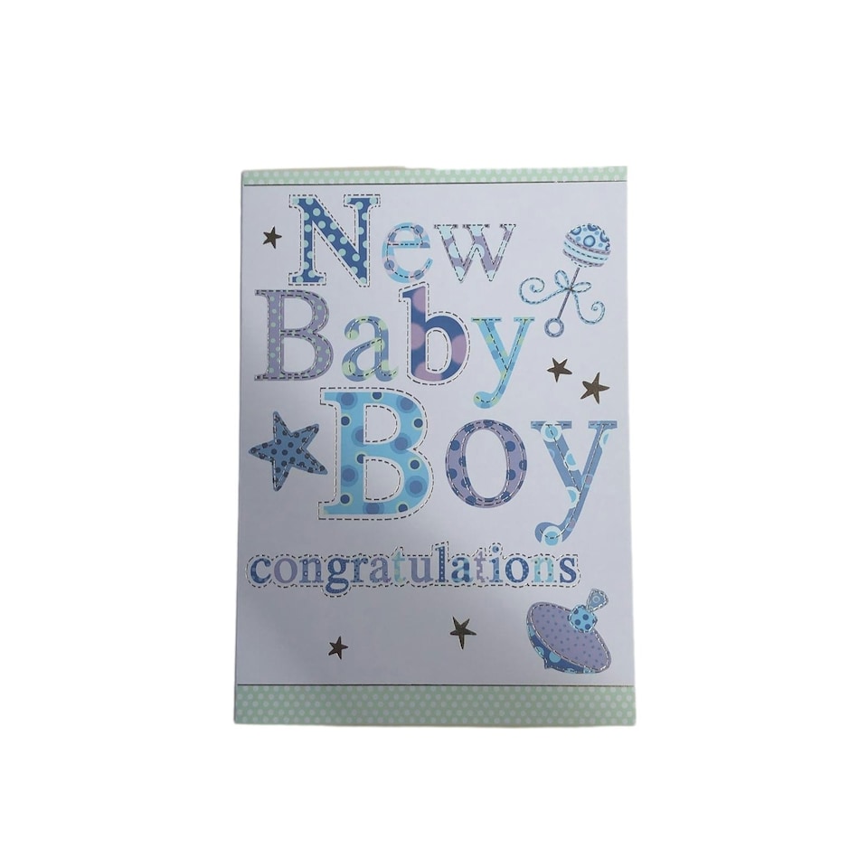 image 1 of New Baby Boy Birth Congratulations Blue FANTASTIC COLOURFUL Quality Greeting Card