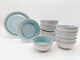 image 2 of Reactive Blue Glaze Dinner Set Plates Bowls 18pc Set