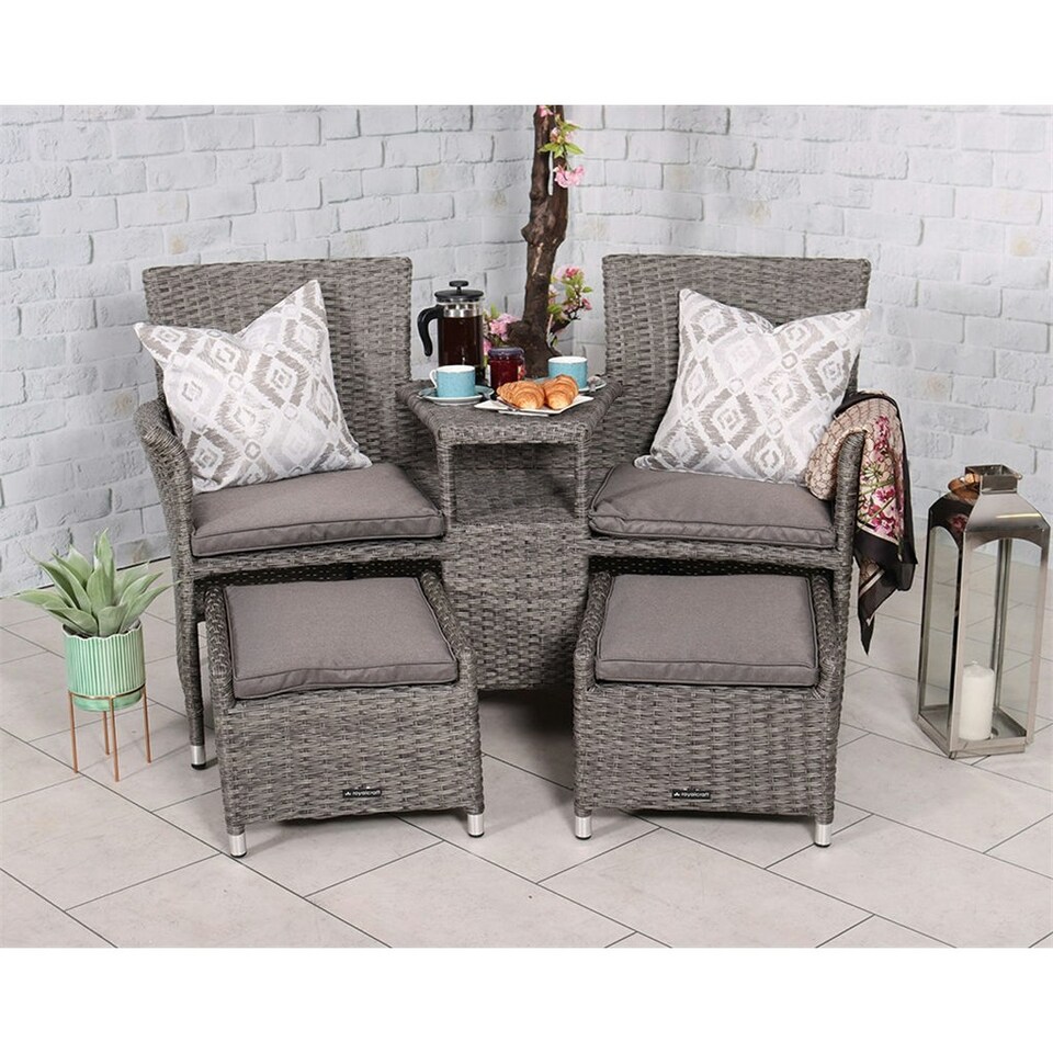 image 1 of Companion Garden Set with Pull-Out Footstools Including Cushions
