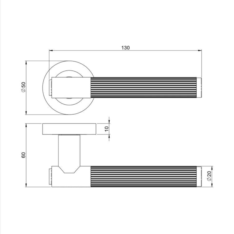 image 1 of Golden Grace 1 Pair Modern Linear T-Bar Euro Lock Door Handles in Matt Black Finish with 70mm Key and Thumbturn Barrell | Black | 1 Set