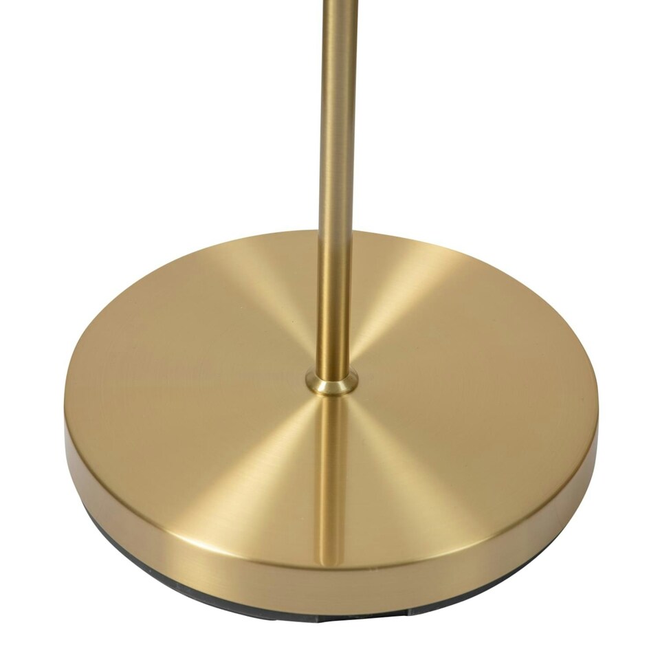 image 1 of First Choice Lighting Pair of Satin Brass Floor Lamps with Opal Globe Shades Bronze