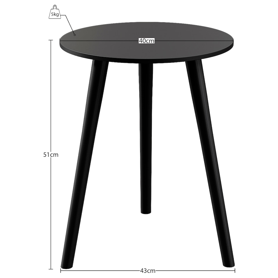 image 1 of Vida Designs Round Side Table Sofa Bedside Coffee Table, Black