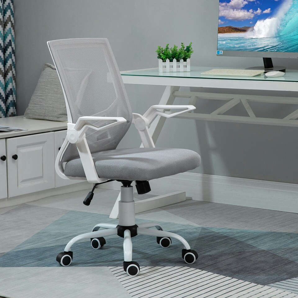 image 1 of Vinsetto Mesh Swivel Office Chair Task Computer Chair w/ Lumbar Support, Grey