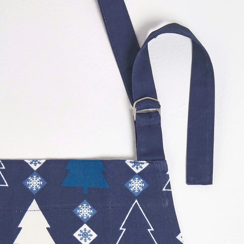 image 1 of Homescapes Blue Winterland Christmas Apron | Blue | One Size