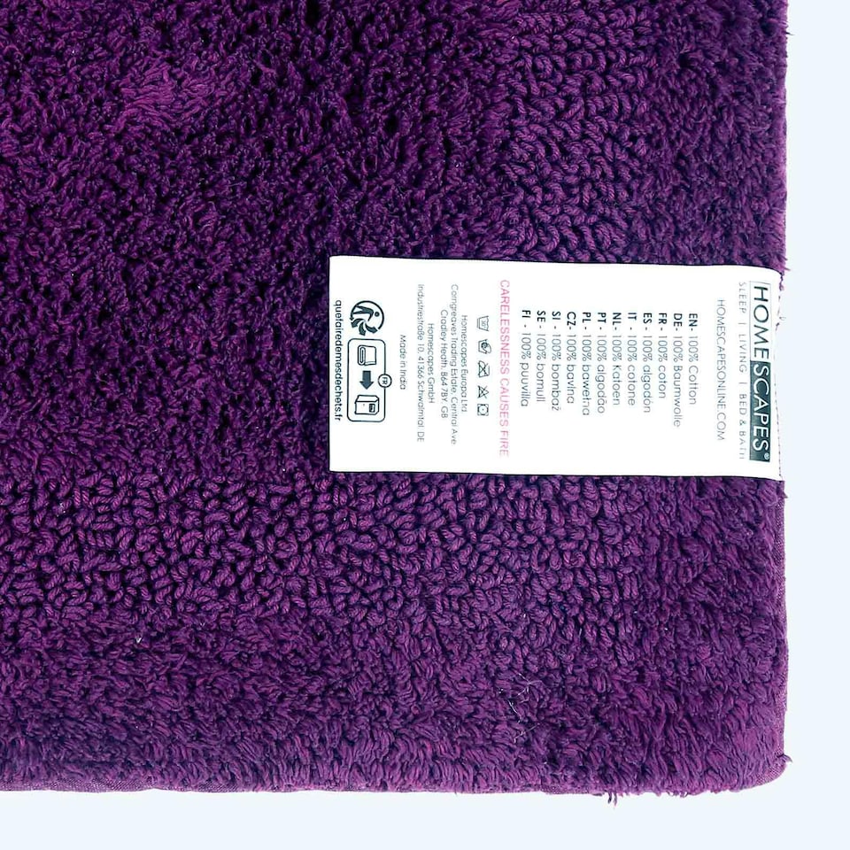 image 1 of Homescapes Luxury Reversible Cotton Shower Mat - Plum | Purple | Plum