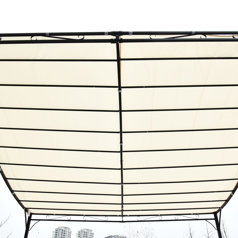 image 1 of Outsunny 4 x 3 Meters Canopy Metal Wall Gazebo Awning Garden Marquee Shelter Door Porch  Cream