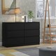 image 7 of FWStyle Carlton 6 Drawer Wide 3+3 Chest Of Drawers - Matt Black