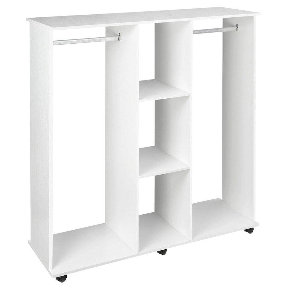 image 1 of HOMCOM Mobile Double Open Wardrobe w/ Clothes Hanging Rail
