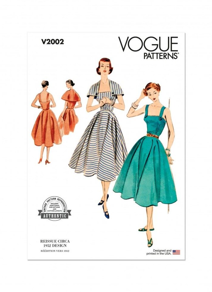 Vogue 2002 Paper Sewing Pattern – Women’s Dresses & Vintage Style, Size K5 (8–10–12–14–16), Intermediate