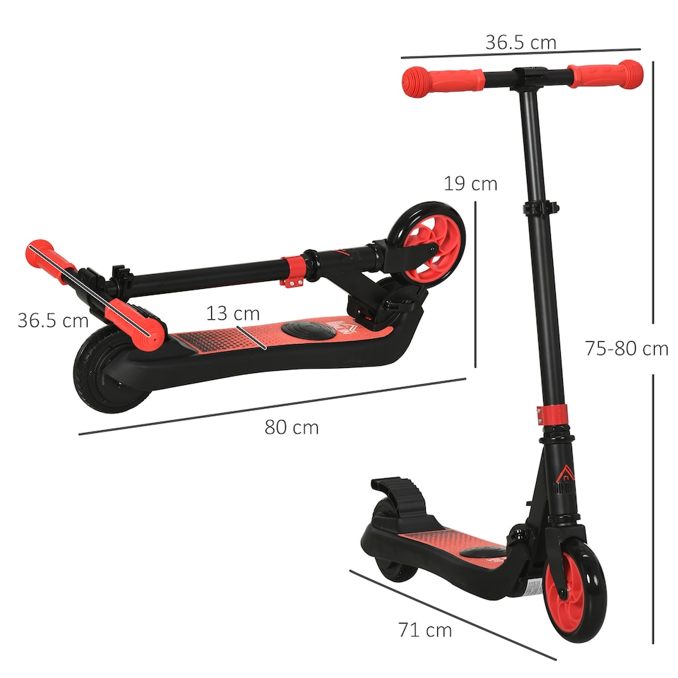 image 1 of HOMCOM Folding Electric Scooter with Rear Wheel Brake, Red