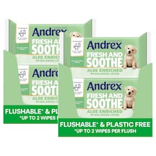 Andrex Washlets Skin Kind Flushable Toilet Wipes, 36 Wipes | White | 24 Pack | 24