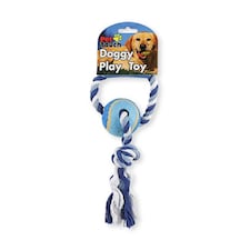 Pet Touch Doggy Play Toy Tennis Ball and Rope with Knot