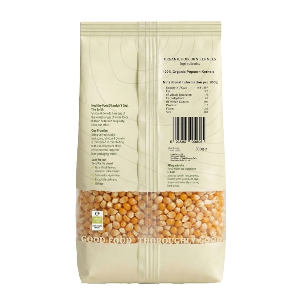 image 1 of Minton & Donello Organic Popcorn Kernels 6 x 500g | Multi | Popcorn | 6