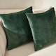 image 4 of OHS 2 x Soft Plain Matte Velvet Cushion Covers, 45x45cm - Forest Green