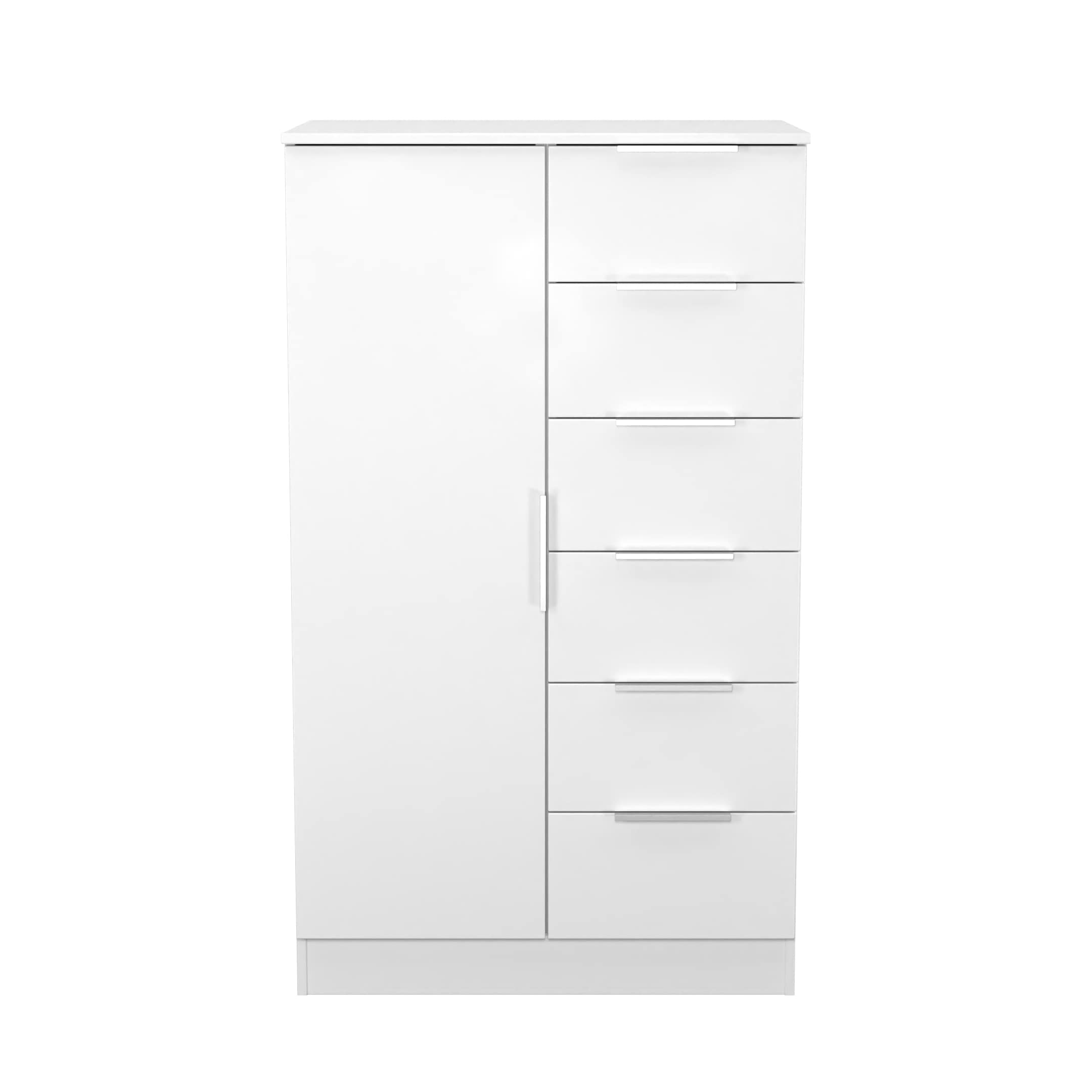 Dover 1 Door 5 Drawer Childrens Wardrobe in White Gloss & White Matt