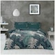 image 1 of VELVETIO Palms Complete Duvet Cover Set with Fitted Sheet Breathable Bedding Quilt Green | King