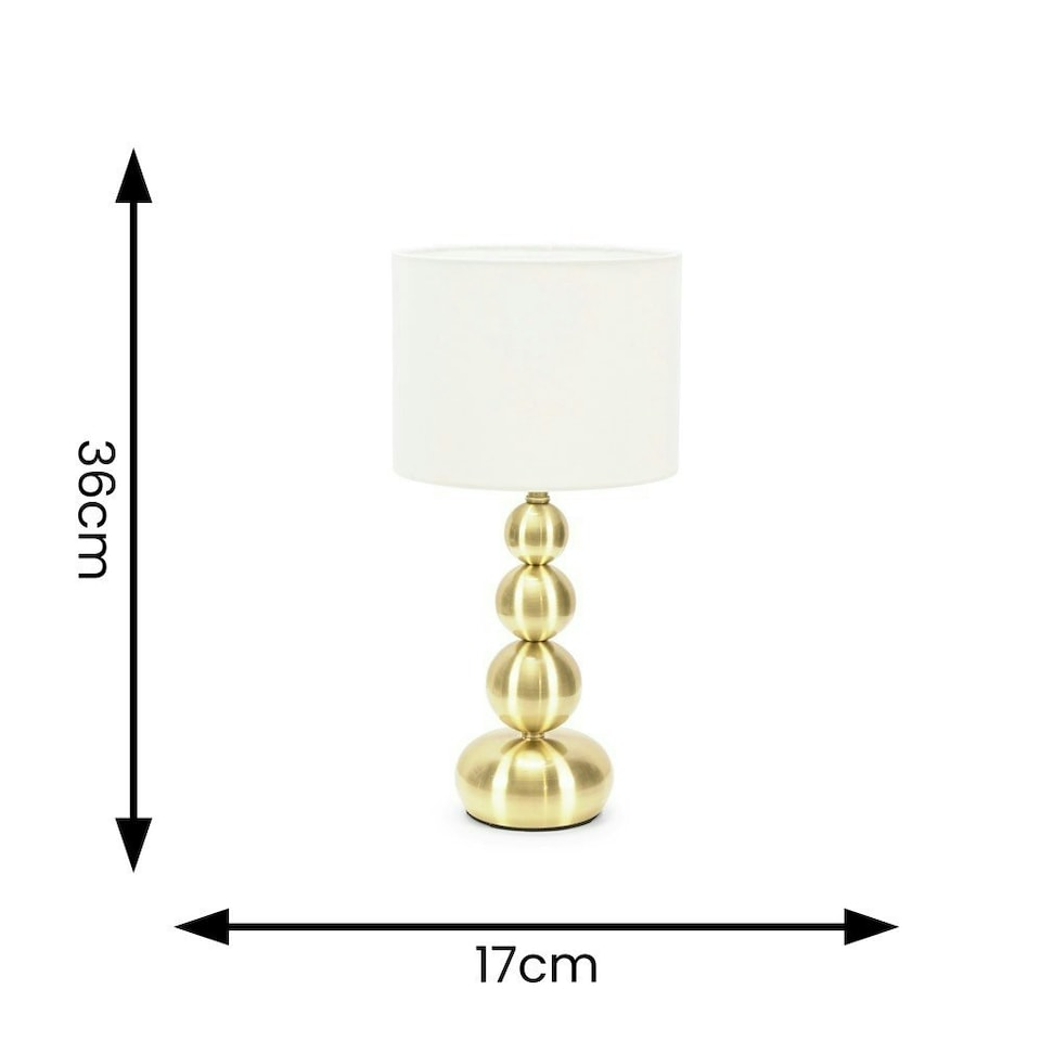 image 1 of ValueLights Marissa Pair - Gold Stacked Ball Bedside Light Table Lamp with Drum Shade