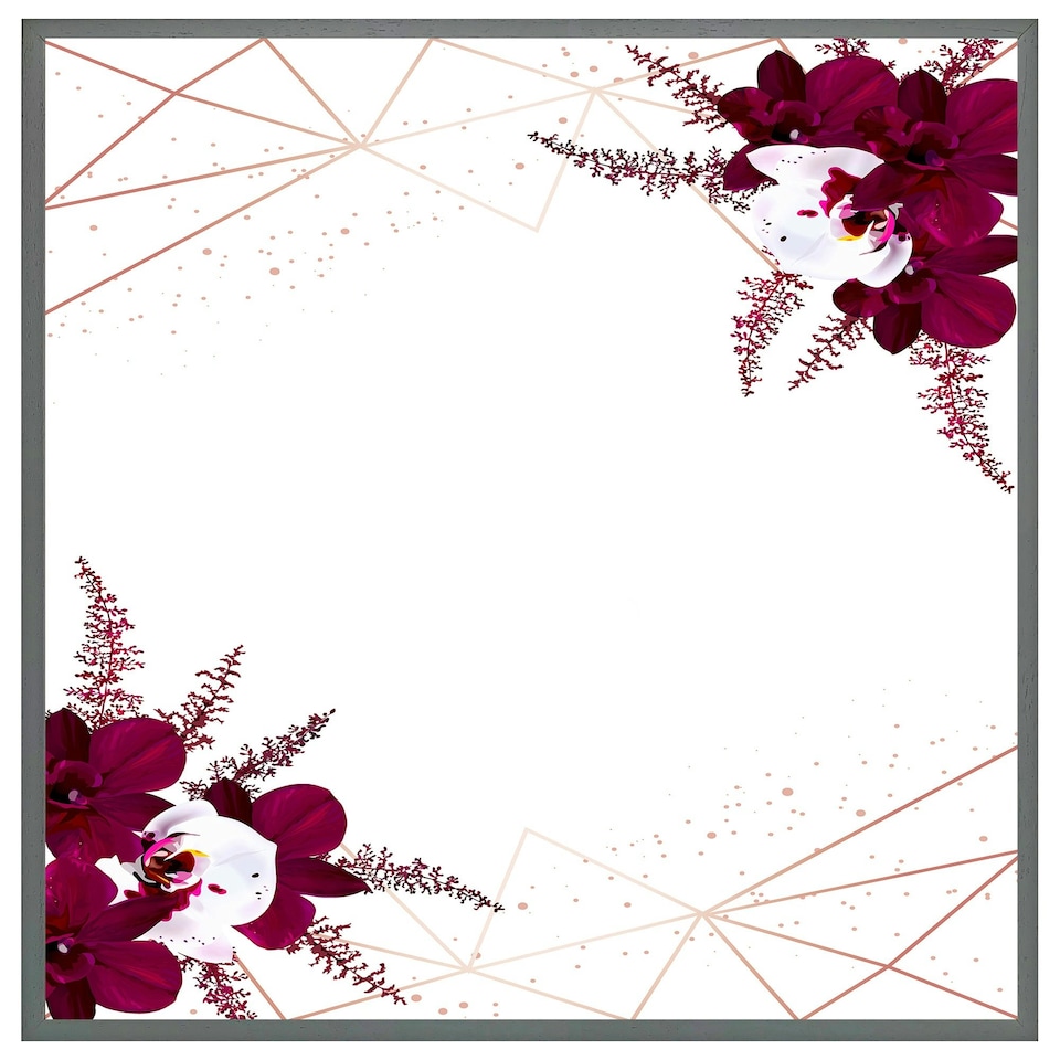image 1 of Geometrics & flowers (Picture Frame) Grey | XL