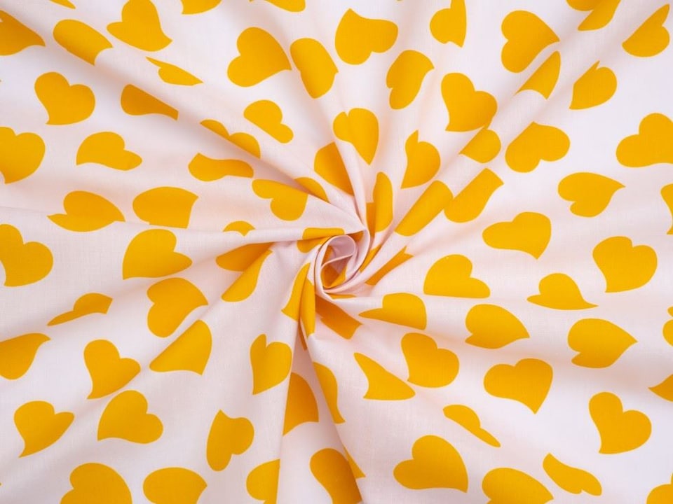 Yellow Printed Polycotton Fabric for Dressmaking, 112.5cm / 44" Wide - per metre