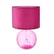 image 5 of Contemporary Light Pink Ribbed Glass Table Lamp with Soft Velvet Fabric Shade | Pink