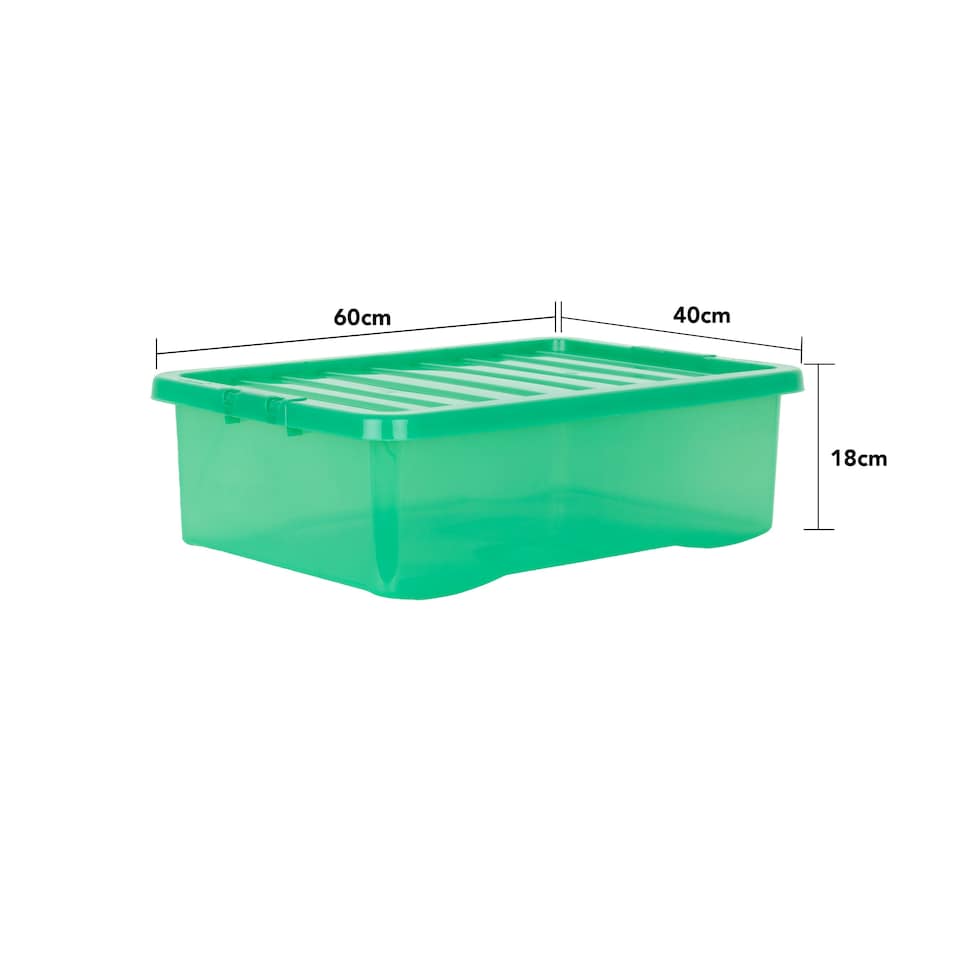 image 1 of Wham Crystal 5 x 32L Stackable Plastic Storage Boxes with Lids Green