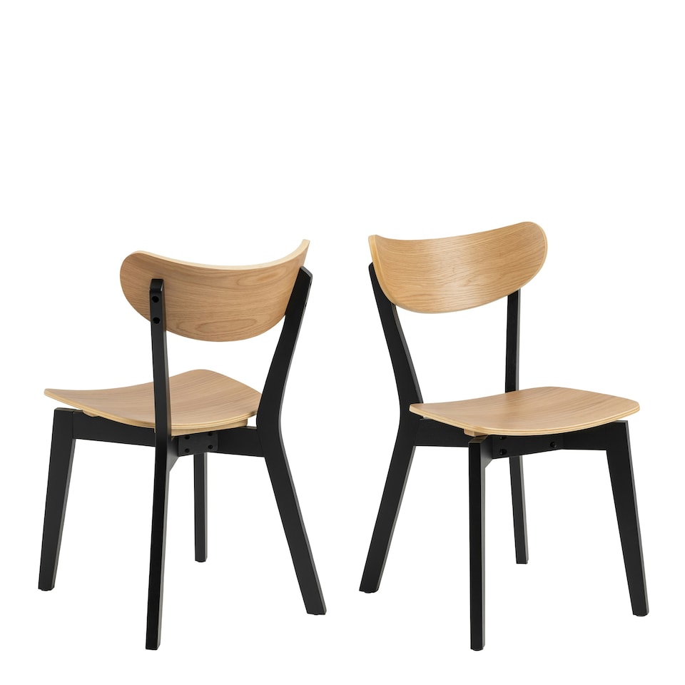 image 1 of Roxby Dining Chairs in Black and Oak Set of 2