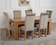 image 4 of Dakota 182 x 92cm Oak Large Dining Table and 6 Washington Fabric Chairs | Grey | Grey
