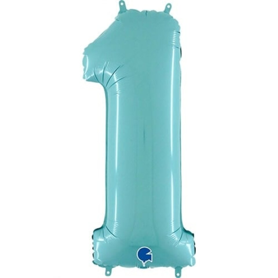 image 1 of Pastel Blue Number 1 Helium Foil Giant Balloon 66cm / 26 in