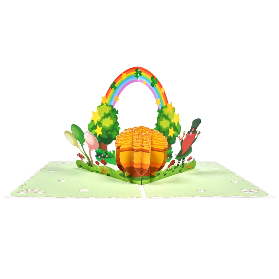 image 1 of Leprechaun and Rainbow 3D Pop Up St. Patrick’s Day Card