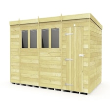15 x 8 Feet Pent Shed - Single Door With Windows - Wood - L231 x W454 x H201 cm Brown