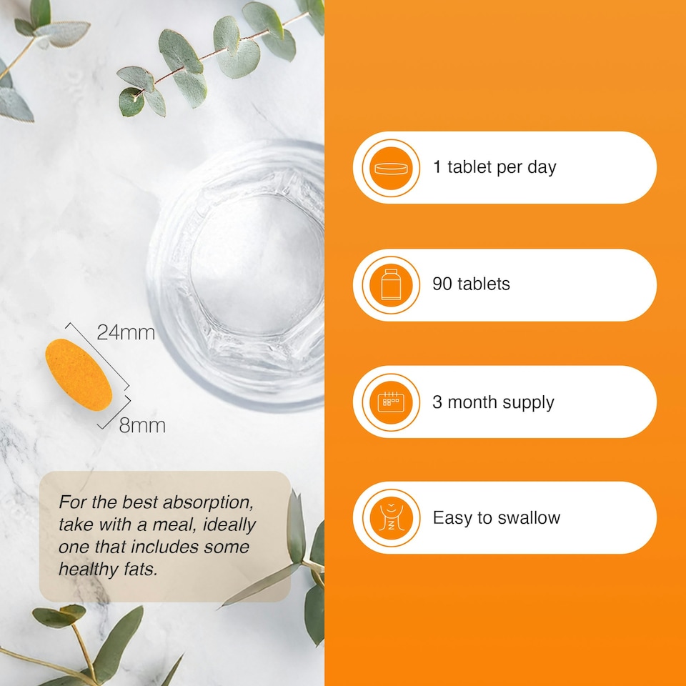 image 1 of Zipvit Turmeric 10,000mg – High Strength with Vitamin C & BioPerine®, 90 Vegan Tablets, 3-Month Supply