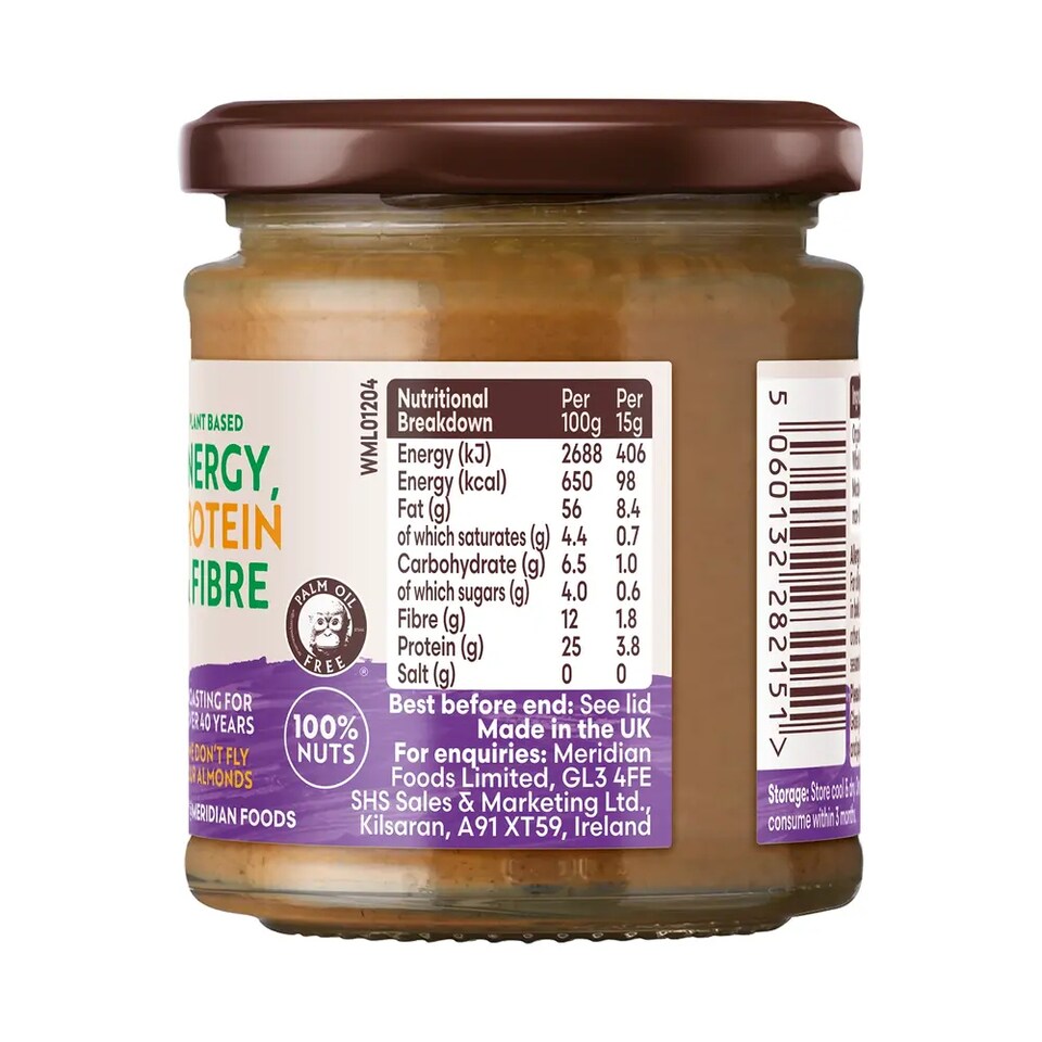 image 1 of Organic Smooth Almond Butter 170g (Meridian)