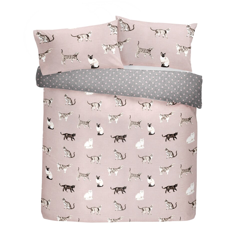 image 1 of Fusion Cats Duvet Cover Set Blush