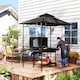 image 9 of Outsunny 2.4 x 1.5 m  Grill Gazebo Canopy with LED Lights, Double Tiered Outdoor BBQ Gazebo Shelter with 2 Side Shelves, Storage Basket and Hooks for Garden, Barbecue, Picnic, Dark Grey