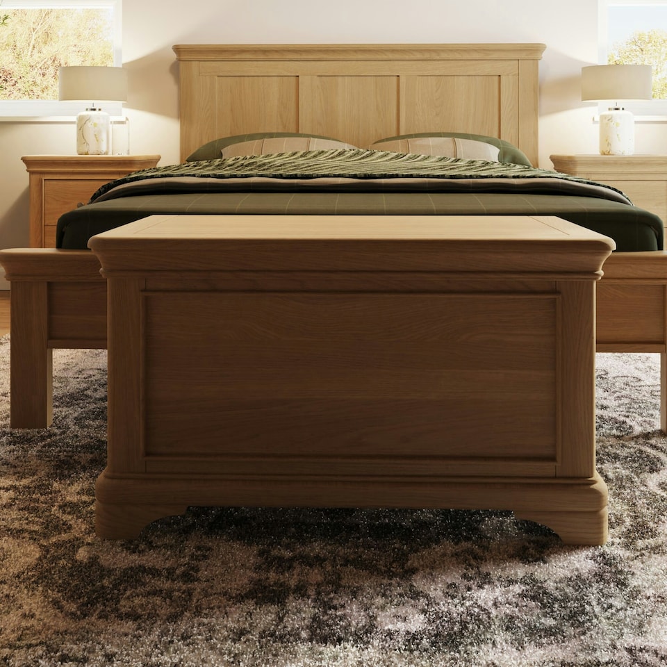 image 1 of Faire Ottoman Blanket Box in Natural Oak with Oak Top Brown