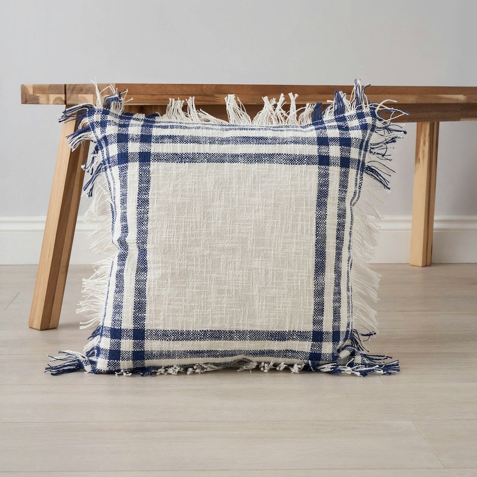 image 1 of BHS Tula Check Cushion, Navy