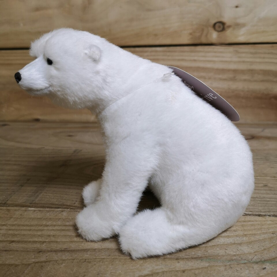 image 1 of 15cm Festive White Sitting Polar Bear Christmas Ornament Decoration
