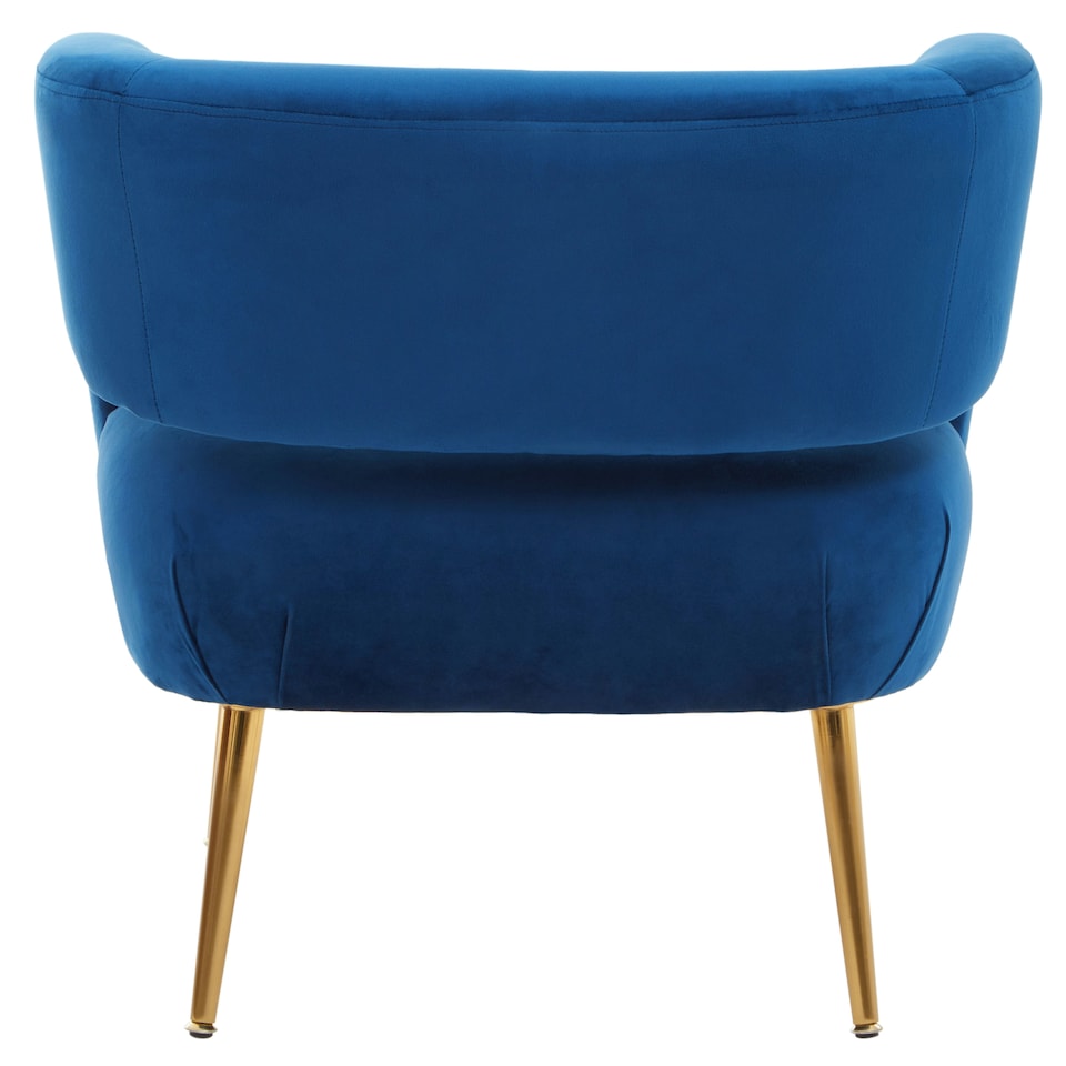 image 1 of Interiors by Premier Blue Velvet Chair with Gold Finish Metal Legs, Backrest Dining Chair, Easy to Clean Armchair