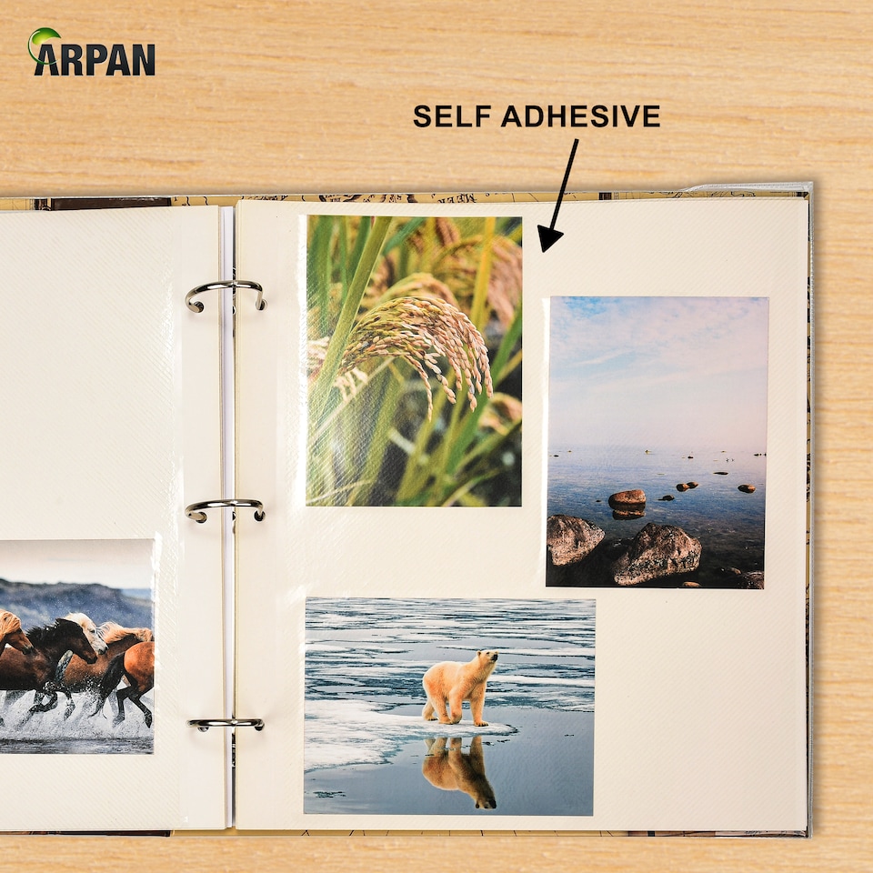 image 1 of ARPAN Extra-Large 3-Ring Binder Self Adhesive Photo Album – 20 Sheets / 40 Sides – Sticky Page Scrapbook Memory Album for Photos, Keepsakes & Special Occasions