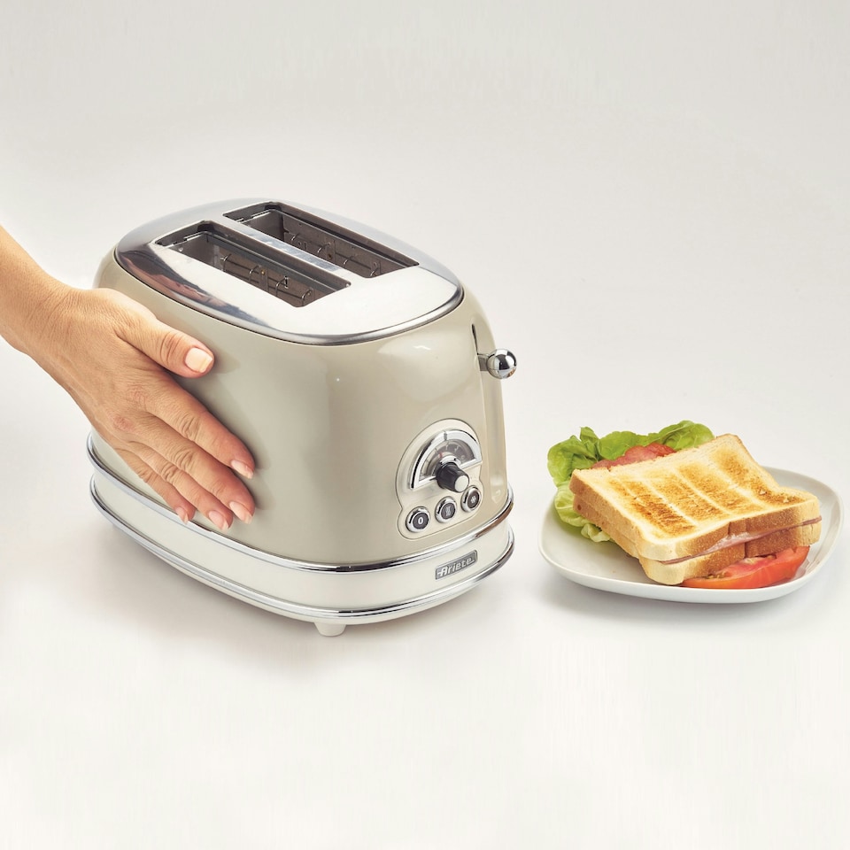 image 1 of Ariete 0155/13 Vintage Retro 2 Slice Toaster, Defrost & Reheat, Cream