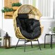 image 1 of Outsunny Garden Egg Chair with 14cm Thick Seat Cushion, PE Rattan Leisure Chair with Comfortable Headrest, Adjustable Feet, Steel Frame, Sand