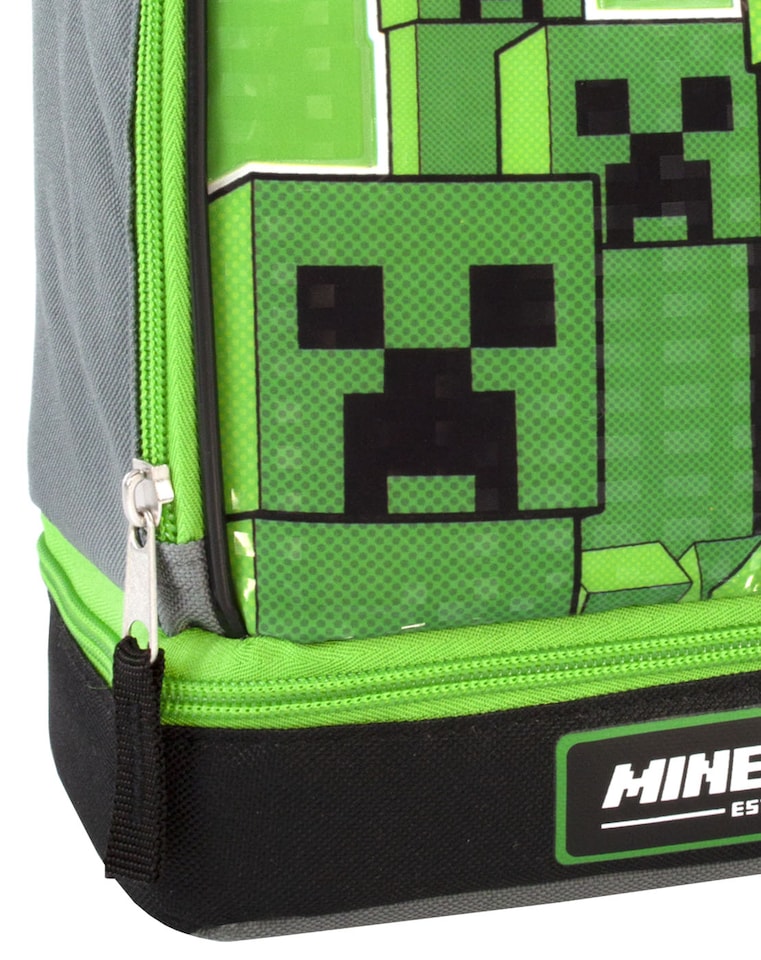 image 1 of Minecraft Lunchbox for Kids | Embark on Boys and Girls Creeper Adventure | Green Zip Compartment Food Bag | Iconic Game Merchandise in One Size Fun | Carry The Pixelated Adventure Every Day