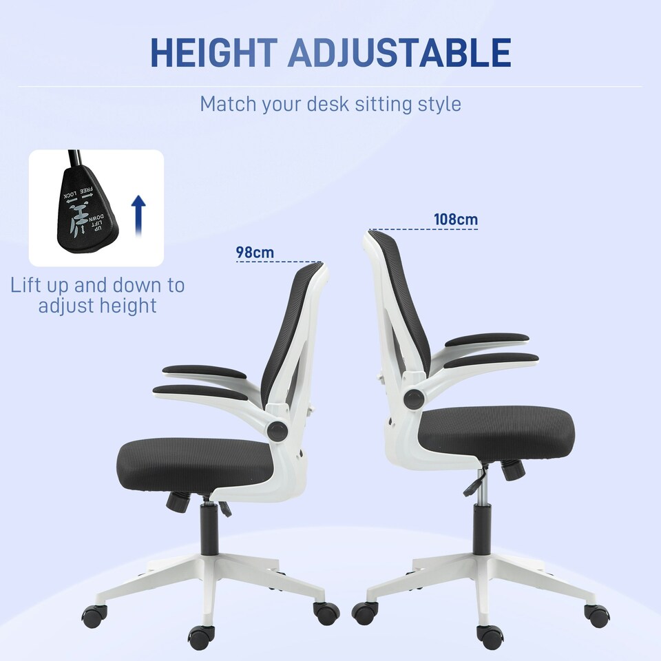 image 1 of Vinsetto Mesh Office Chair Computer Chair with Swivel Wheels, Black