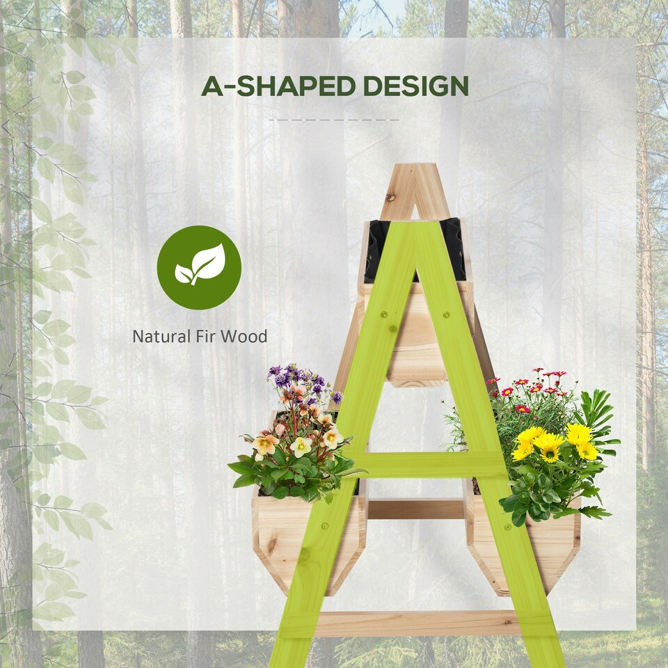 image 1 of Outsunny Raised Garden Bed Wood Planter Box with Stand for Vegetables Flowers