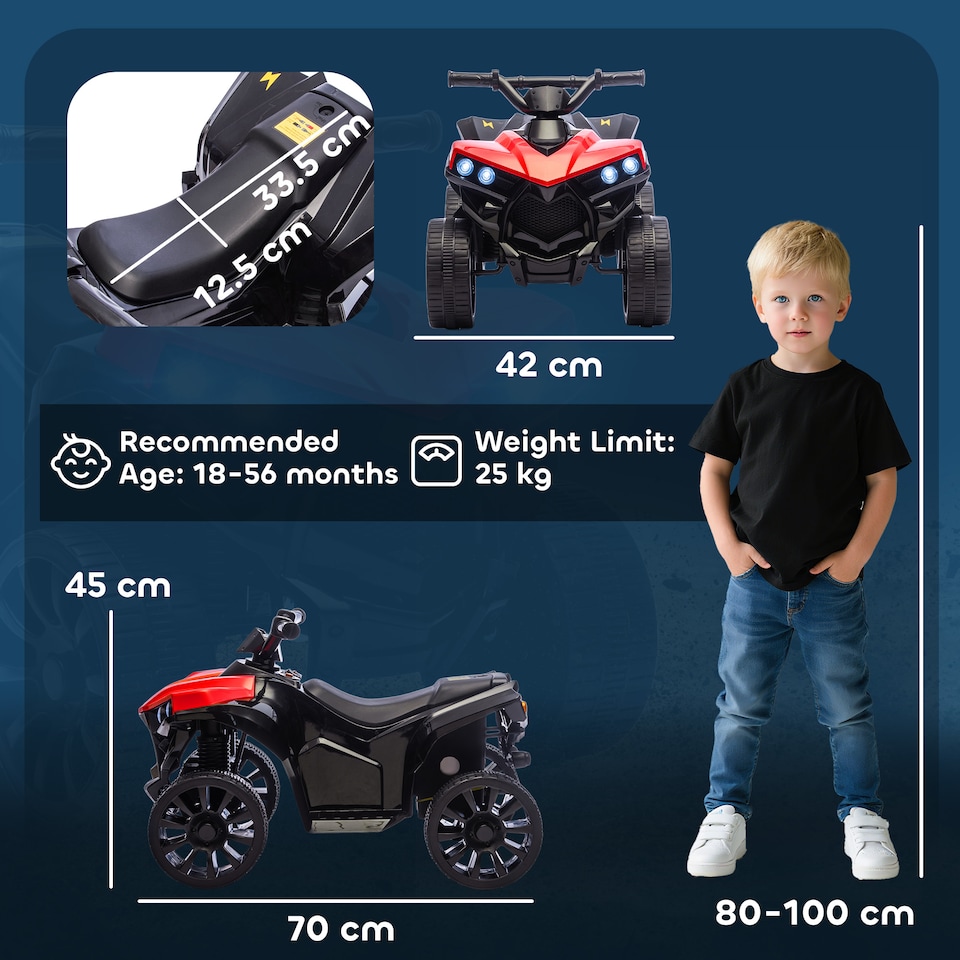 image 1 of AIYAPLAY 6V Kids ATV, Battery Powered Ride on Car for Ages 18-56 M, Red