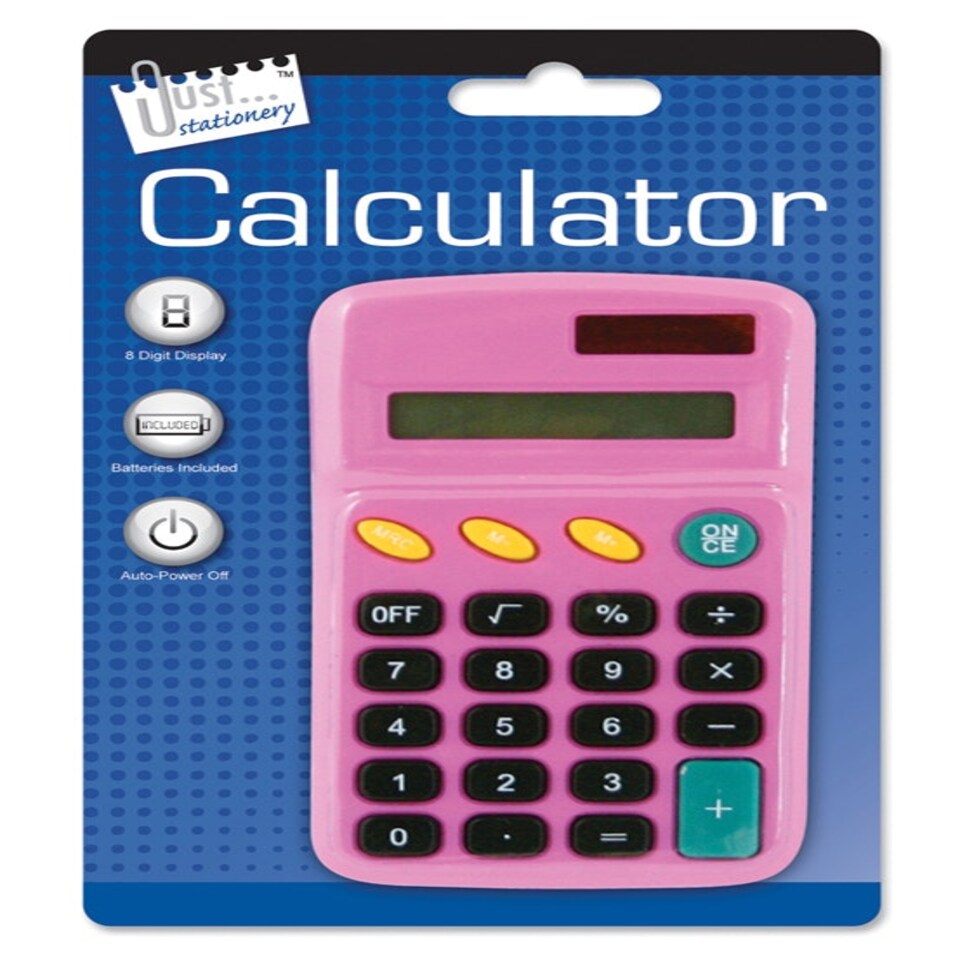 image 1 of Just Stationery Pocket Calculator - Assorted Colours