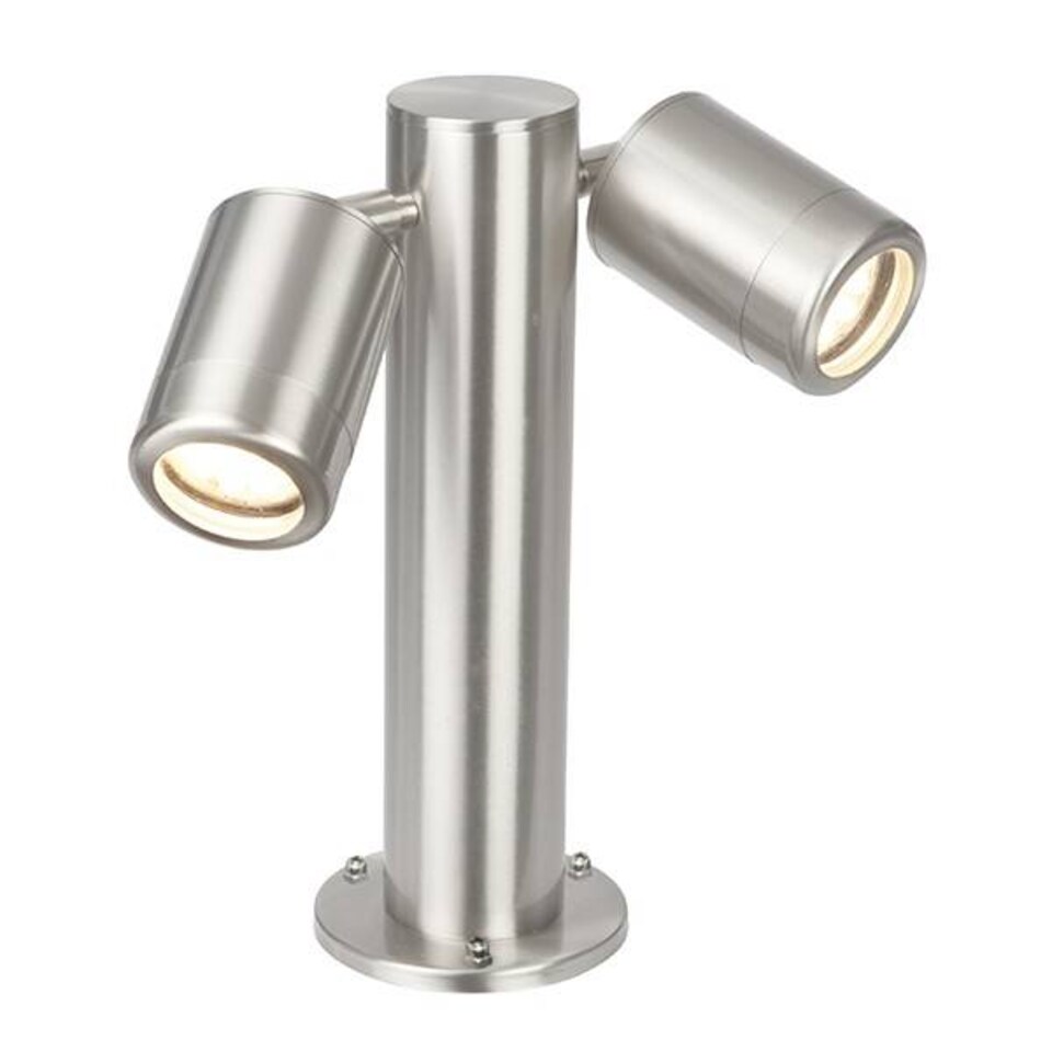 Atlantis 2 Light Outdoor Coastal Bollard Post Marine Grade Brushed Stainless Steel, Glass IP65, GU10